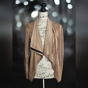 Love Tree Tan Asymmetrical Zipper Moto Jacket|Women's Medium|Faux Suede